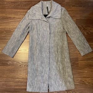 Poleci Shawl Collar Long Gray Coat